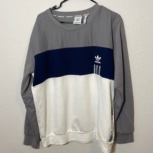 Adidas Navy, White, and Grey Pullover Jumper Sweater size Large